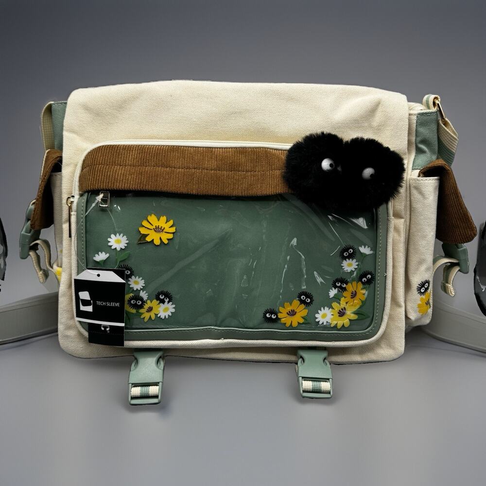 Studio Ghibli My Neighbor Totoro Soot Sprites Pin Collector Messenger Bag NEW